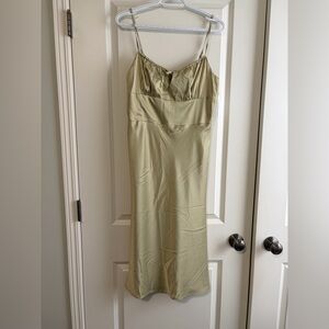 Ardene Satin Slip Dress in Olive